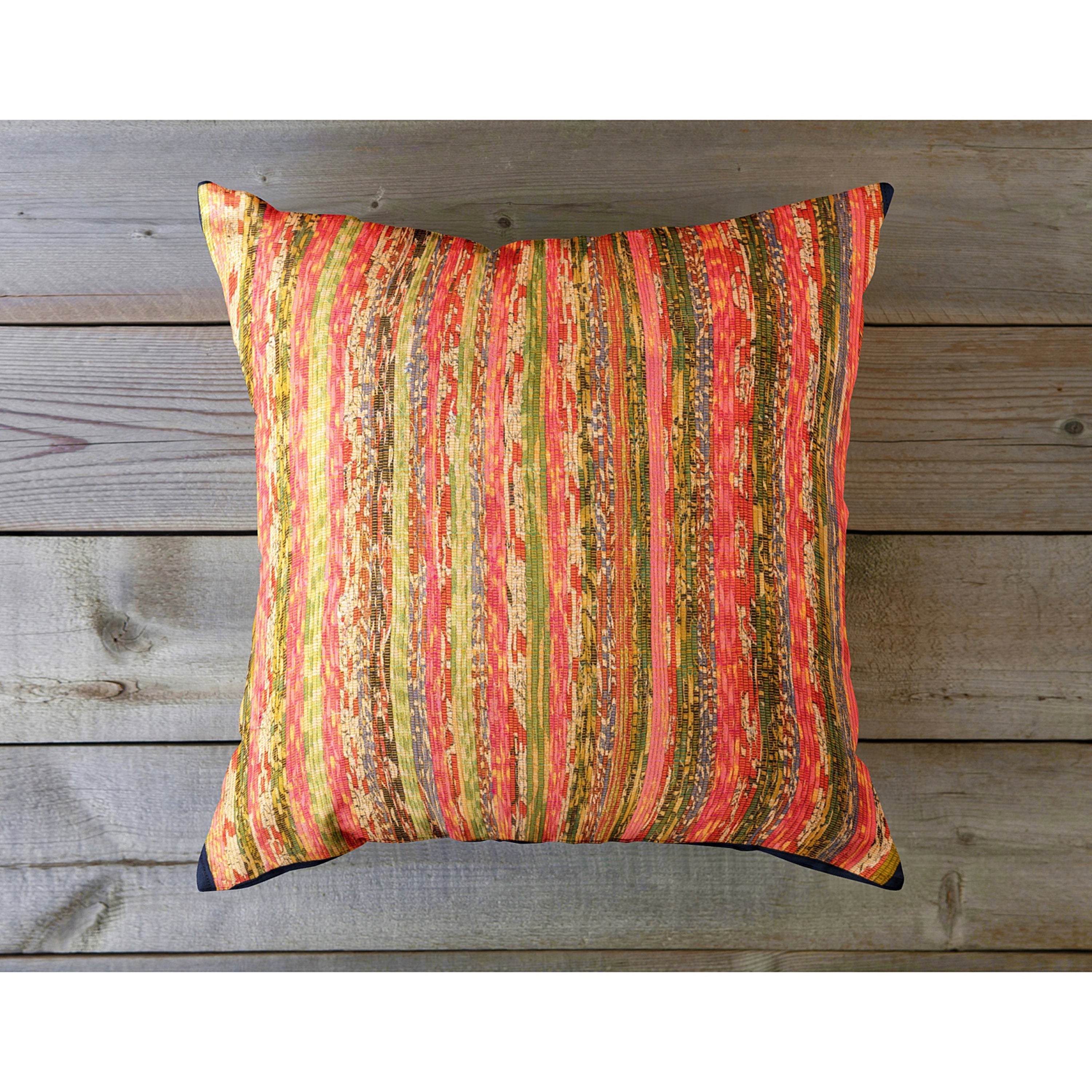 Multicolor Khesh Cotton Cushion Covers- Peach Navy - Pack of 1