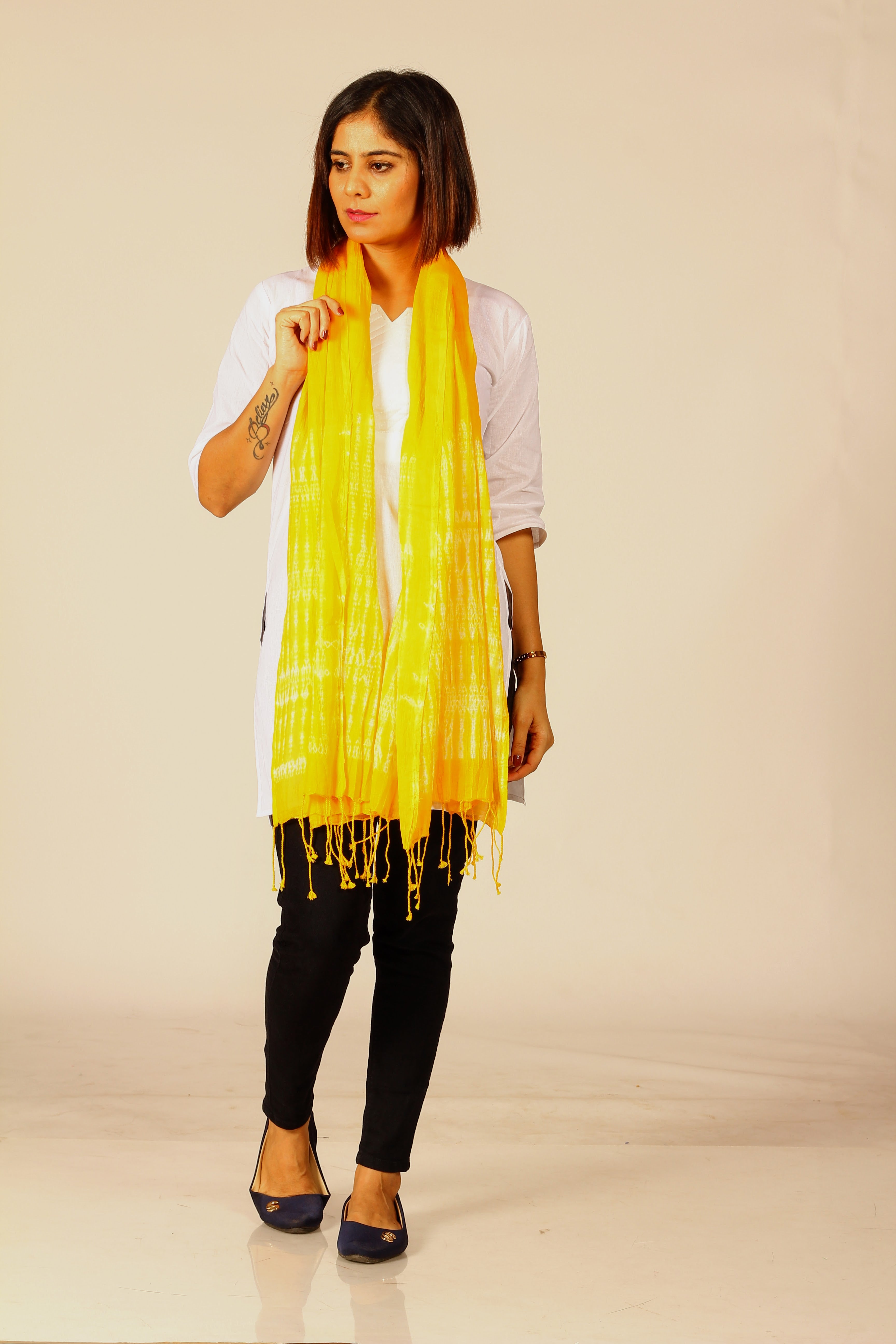 Hand Woven Shibori Cotton  Stole