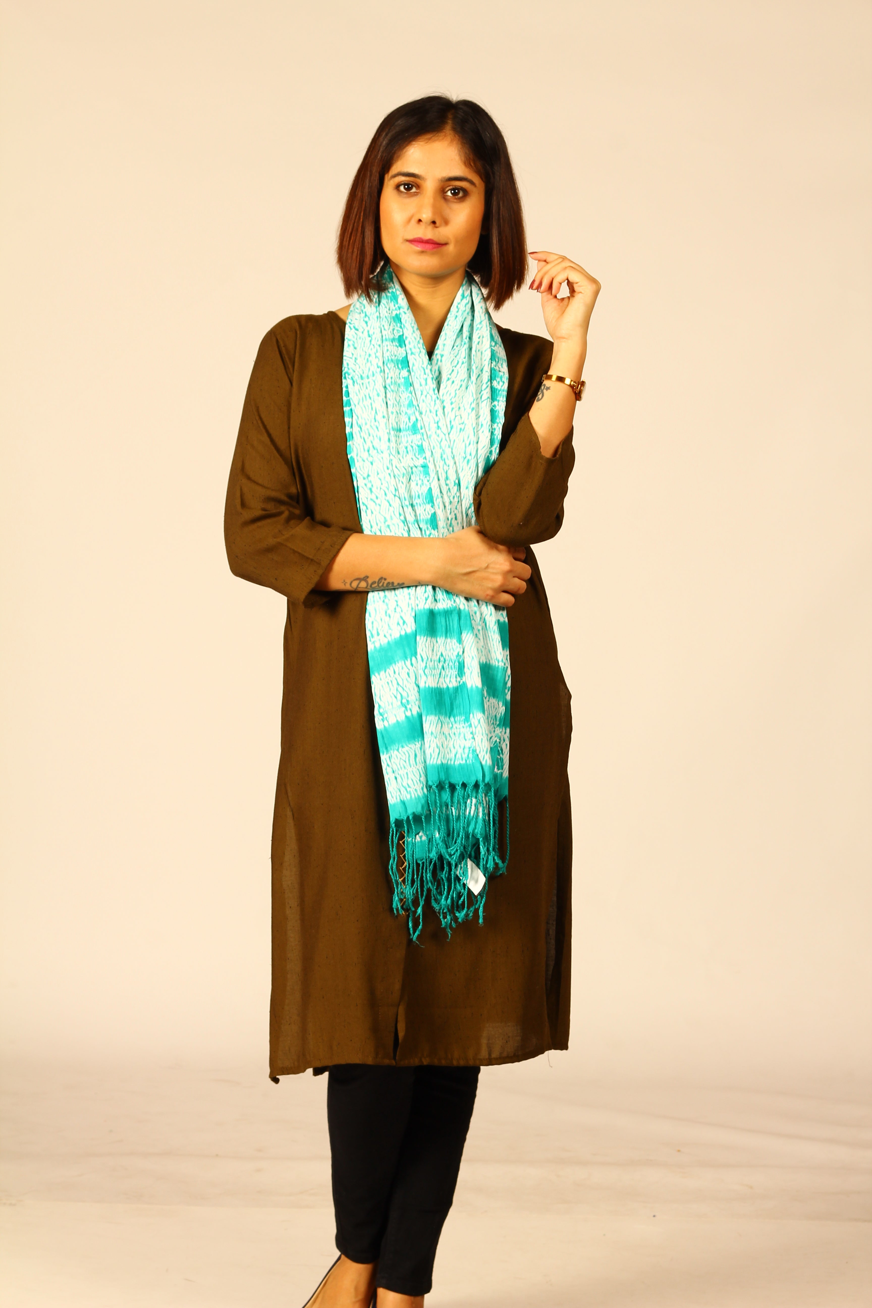 Hand Woven Shibori Cotton Stole