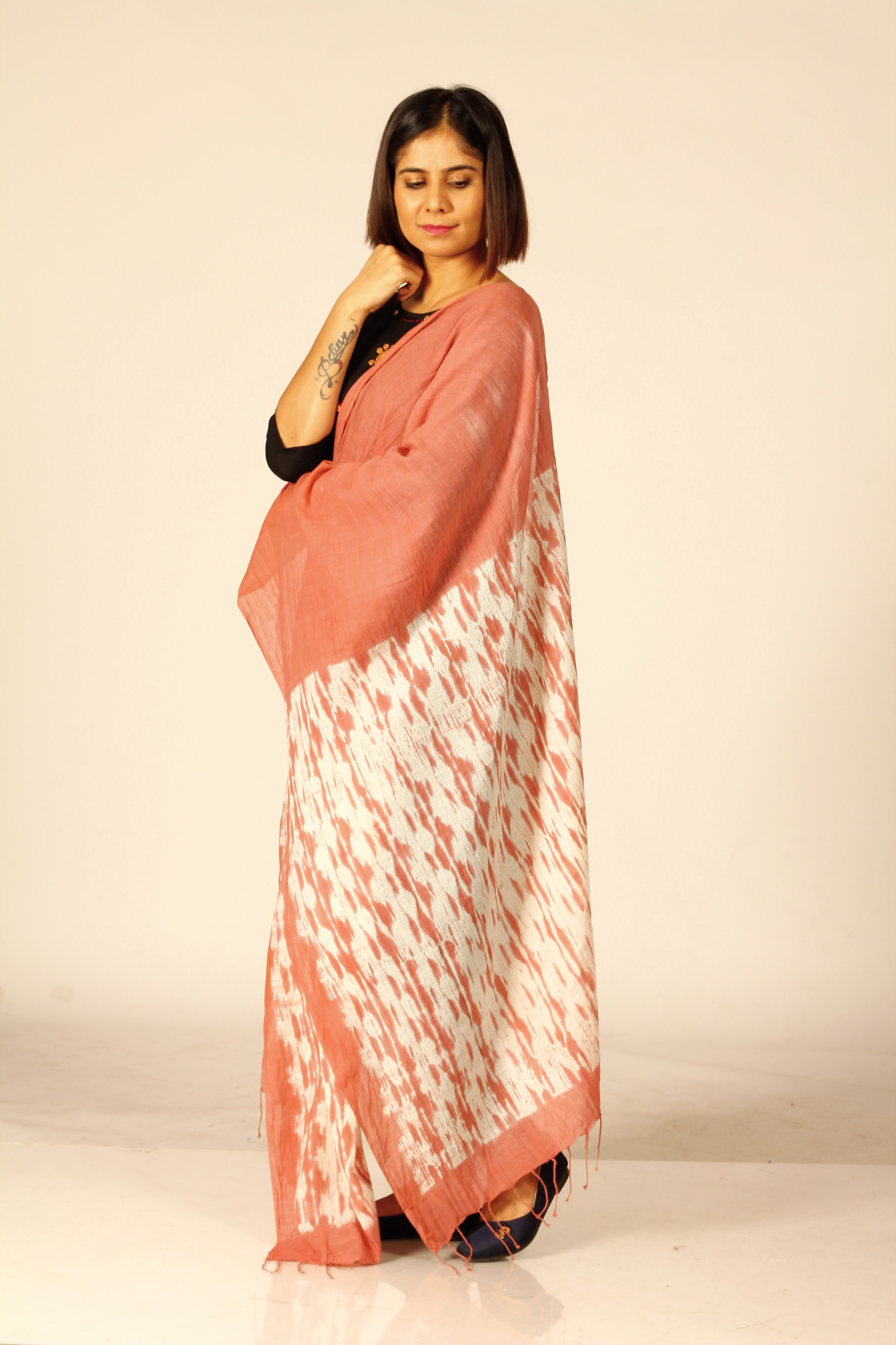 Hand Woven Shibori Cotton Dupatta