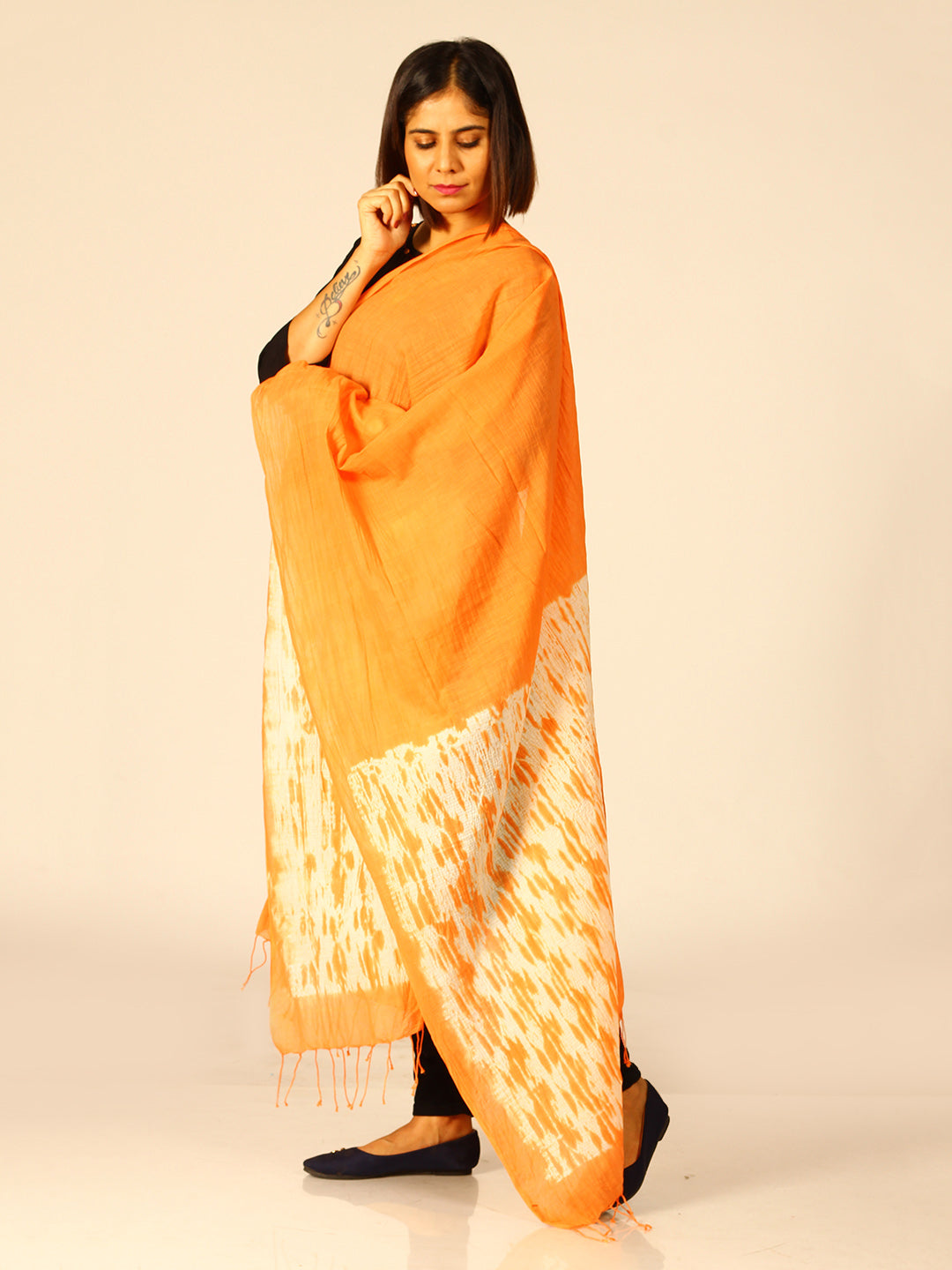 Hand Woven Shibori Cotton Dupatta