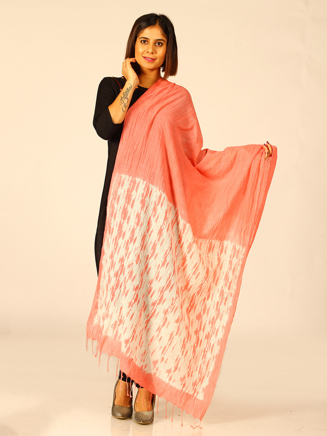 Hand Woven Shibori Cotton Dupatta