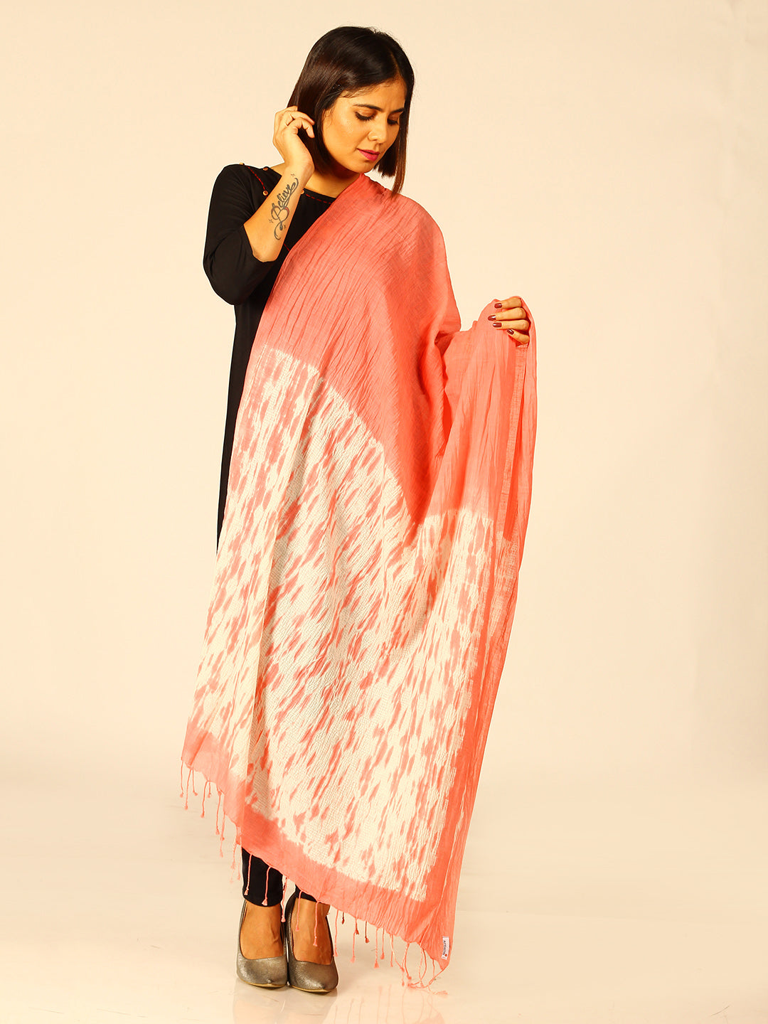 Hand Woven Shibori Cotton Dupatta