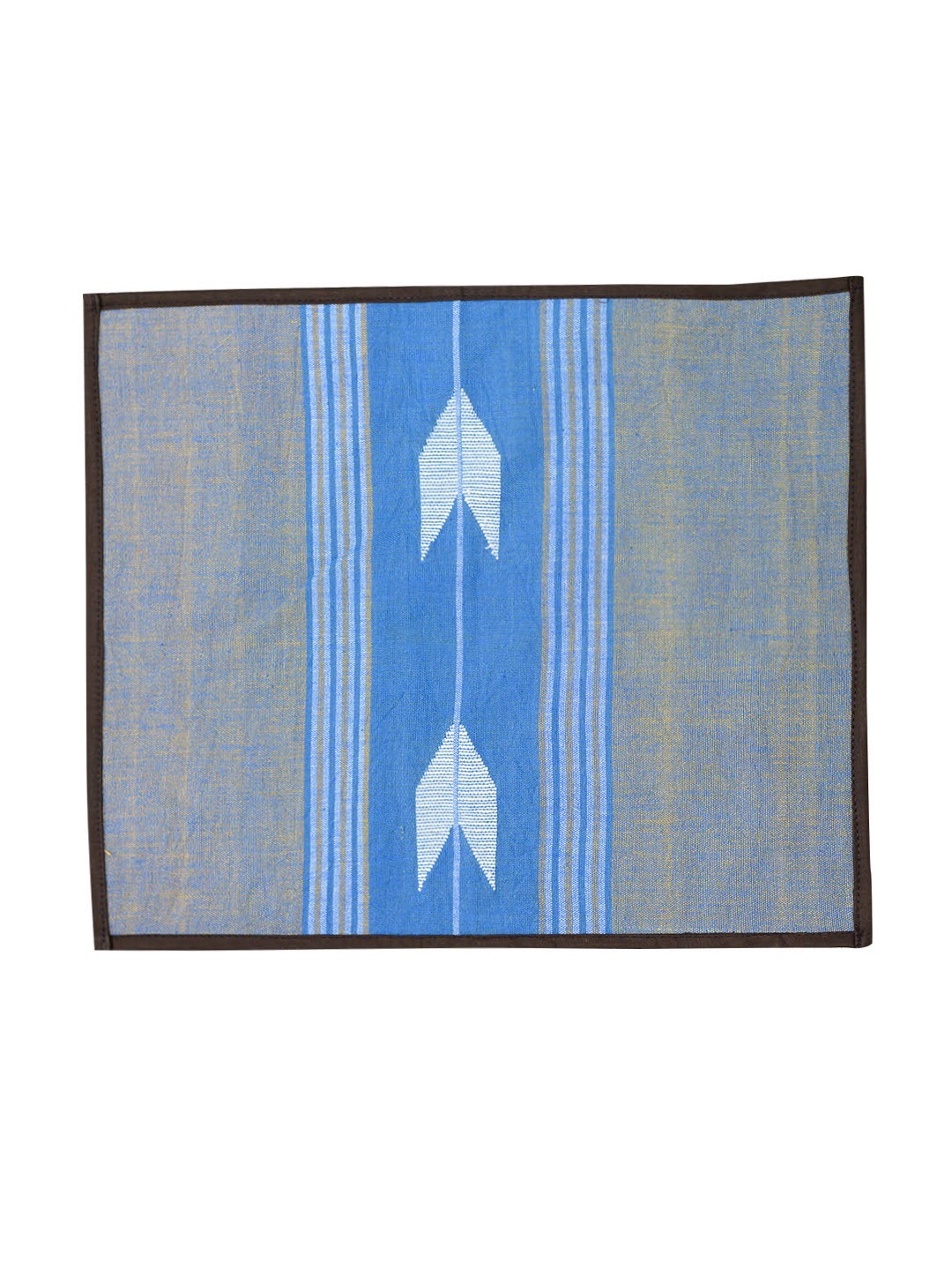 Blue Brown Jamdani Cotton Table Runner & Table Mats- 4Pack