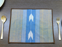 Blue Brown Jamdani Cotton Table Runner & Table Mats- 4Pack