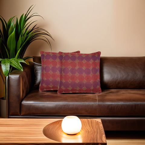 Beige Rust Reversible Kantha Cushion cover- Single Pack