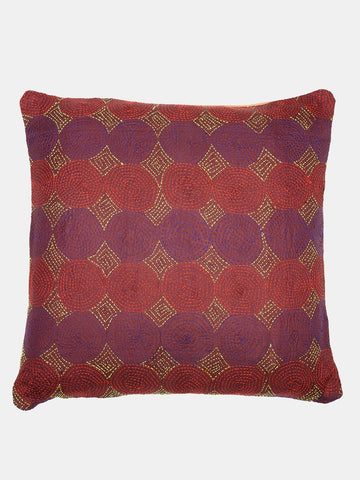 Beige Rust Reversible Kantha Cushion cover- Single Pack