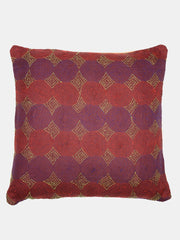 Beige Maroon Reversible Kantha Cushion cover- Grey Back