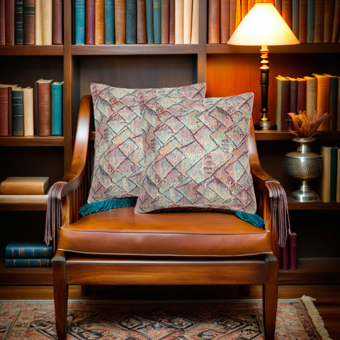 Green Grey  Kantha Silk Reversible Cushion Cover - Pack of 1