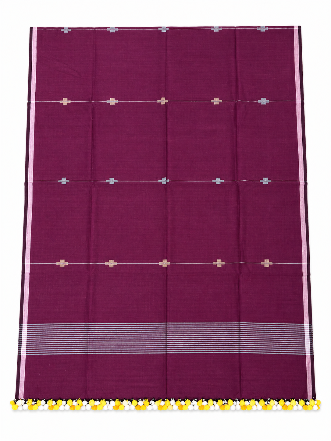 Purple Handloom Jamdani Cotton Dupatta - view 3
