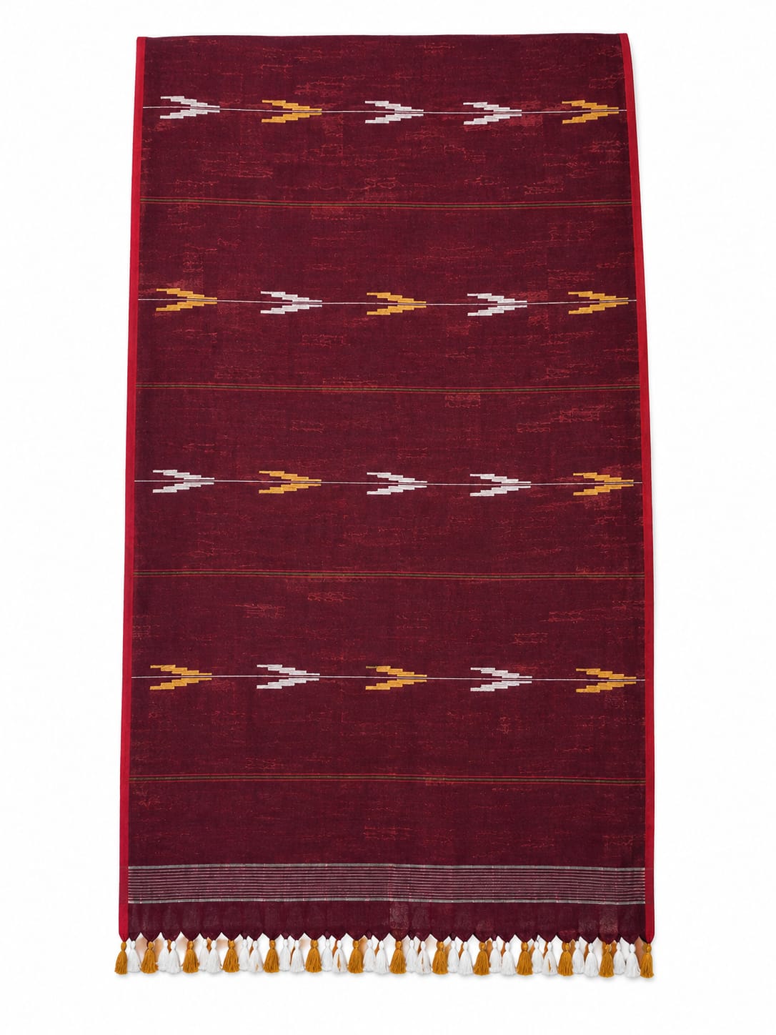Wine Handloom Jamdani Cotton Dupatta - view 3