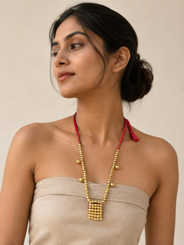 Red Thread Beaded Necklace