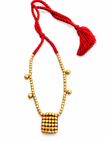 Red Thread Beaded Necklace