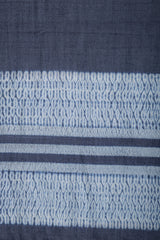Indigo Ivory Shibori Wool Stole