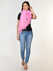 Pretty Pink white Jamdani Cotton  Stole