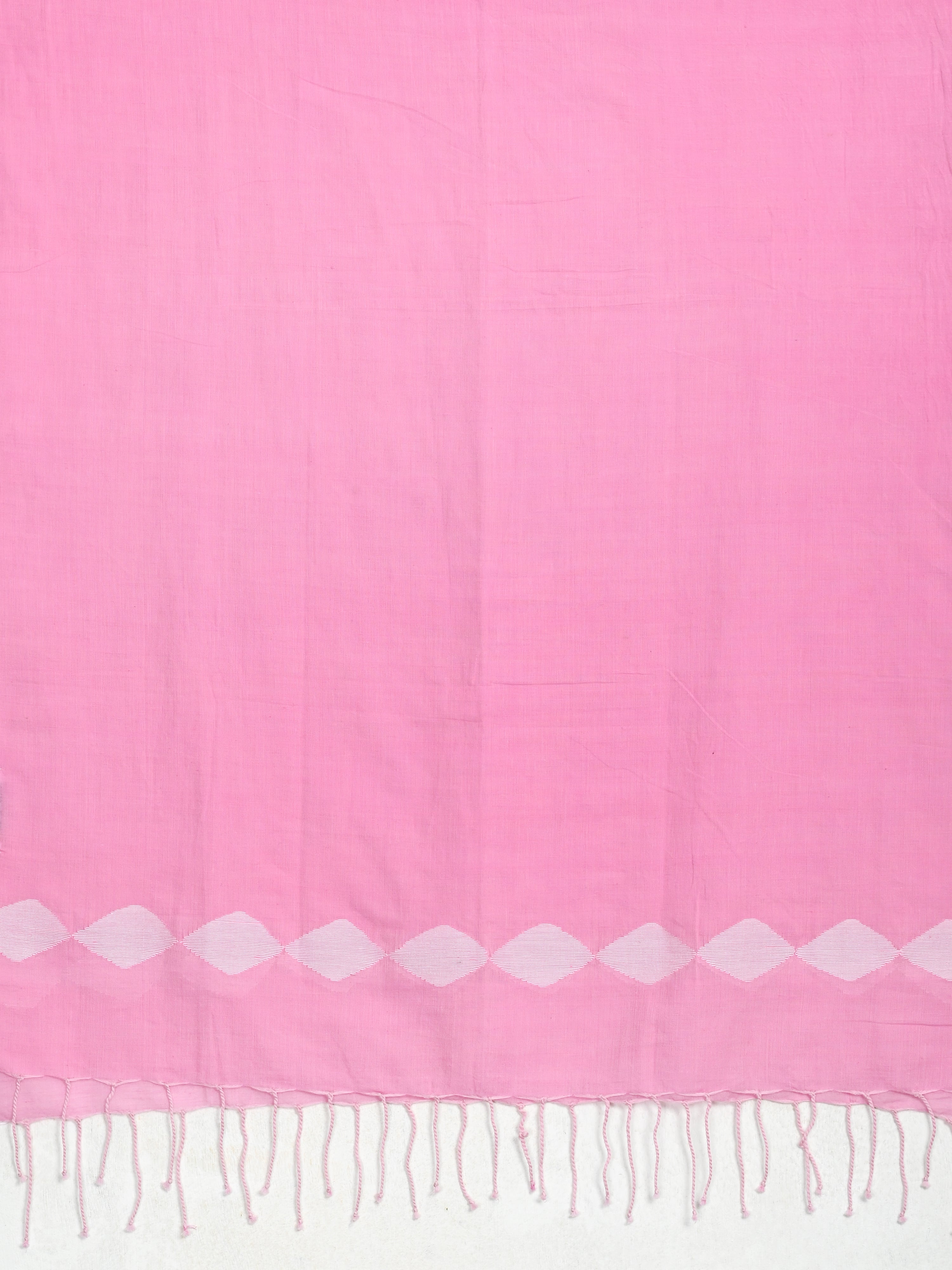 Pretty Pink white Jamdani Cotton  Stole