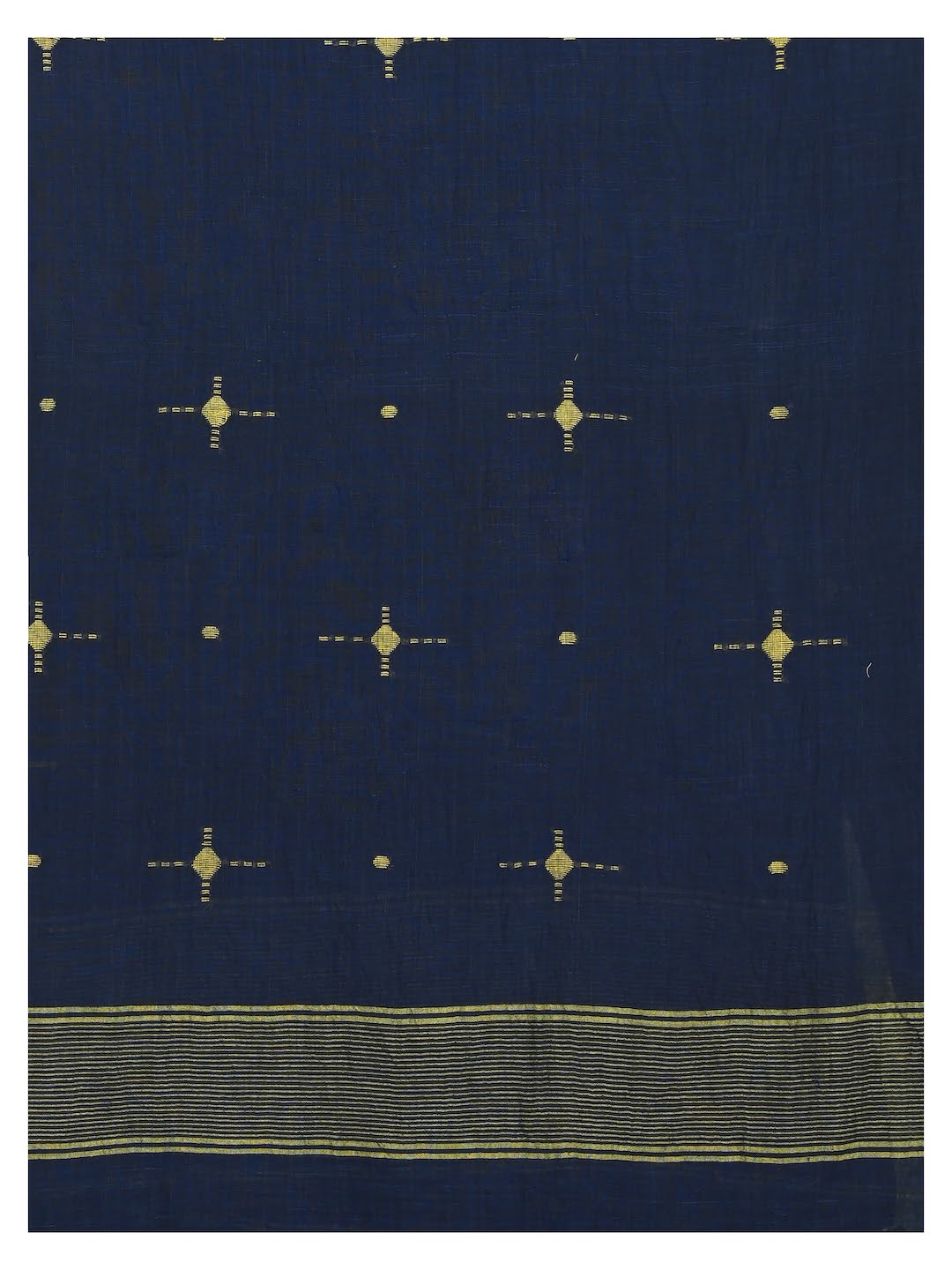 Navy Jamdani Mul Cotton Dupatta with tassels- NEW!