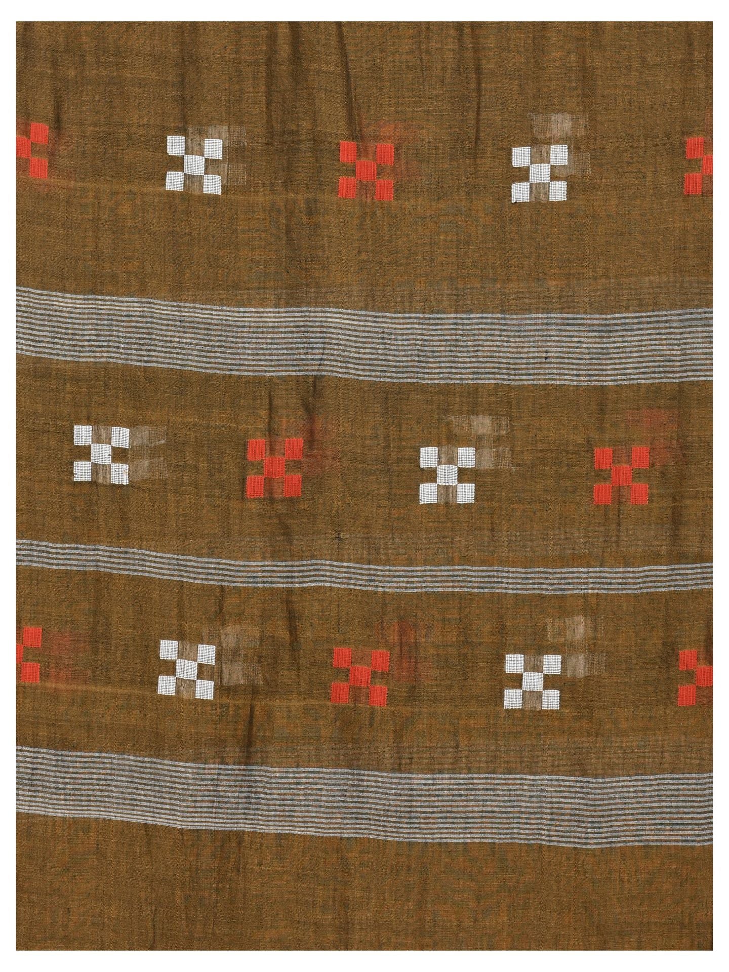 Brown Handloom Jamdani Cotton Dupatta