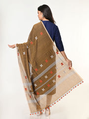 Brown Handloom Jamdani Cotton Dupatta