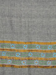 Grey Green Floral Cotton Khesh Kantha work  Stole for women