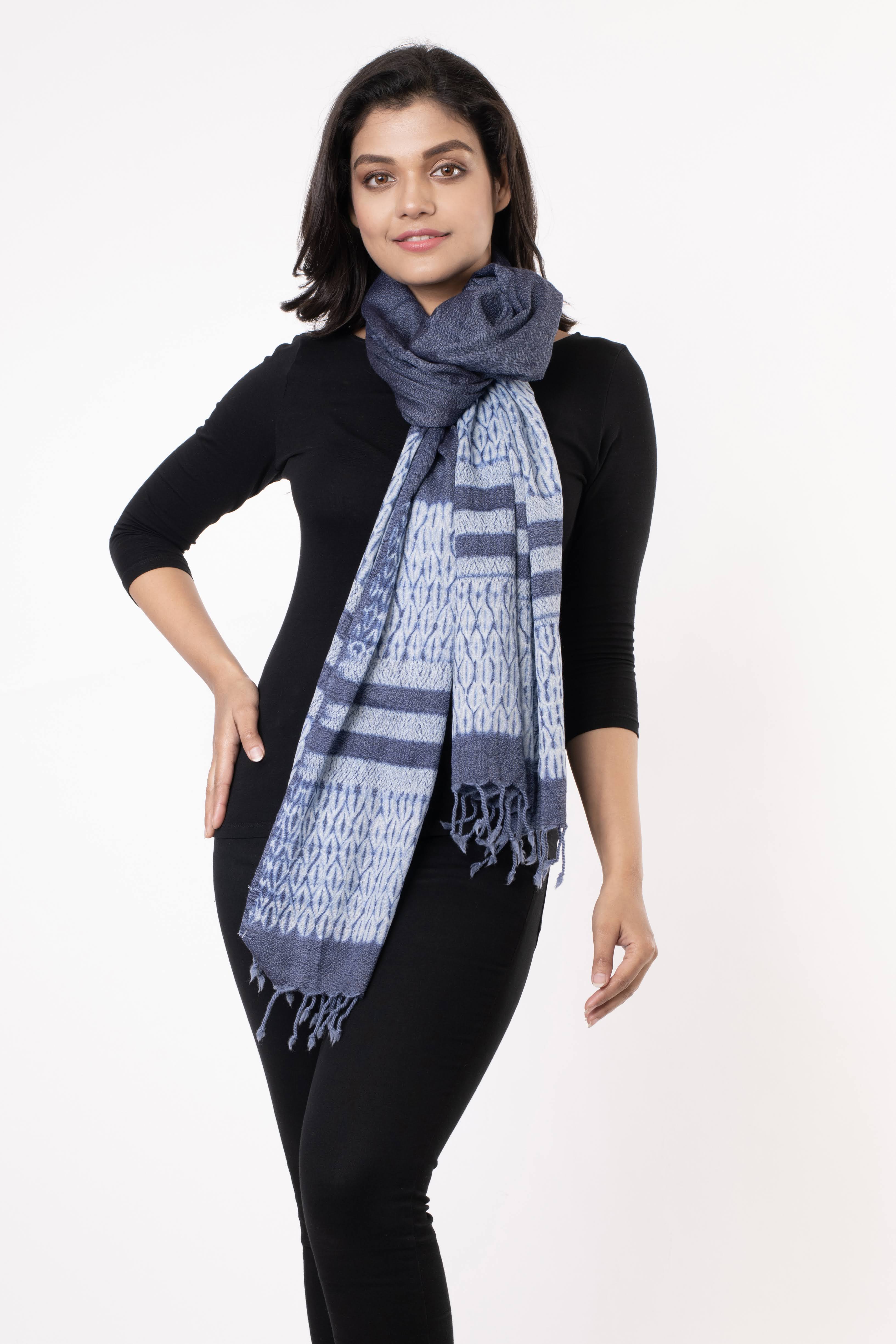 Hand Woven Shibori Wool Stole