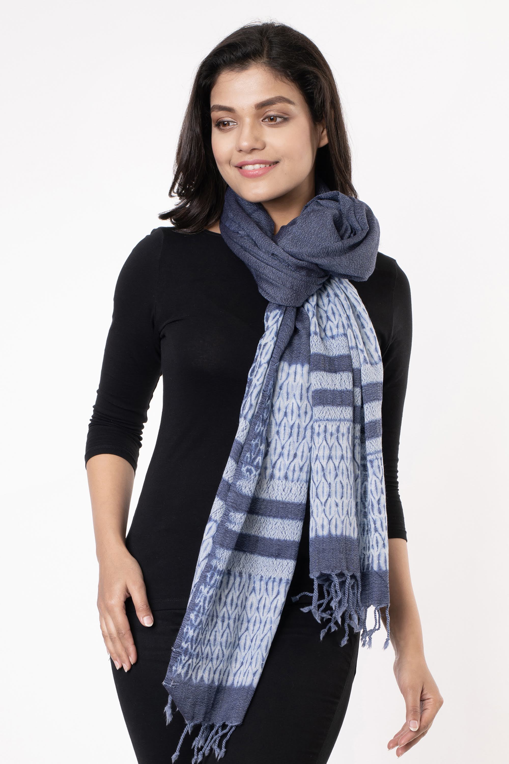 Hand Woven Shibori Wool Stole