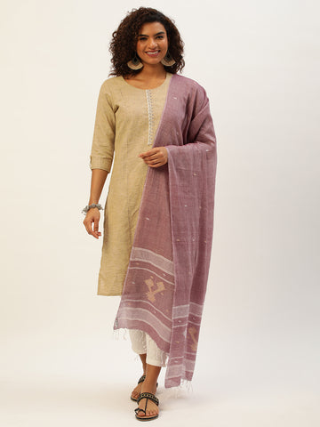Dusty Pink Jamdani Mul Cotton Dupatta