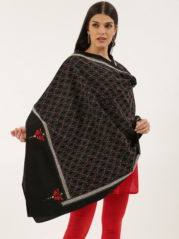 Black  Kantha Cotton Dupatta