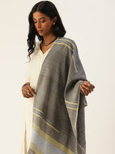 Load image into Gallery viewer, Blue and Grey Handloom Cotton Jamdani Stole