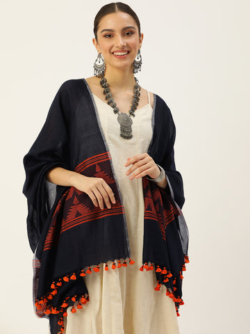 Handloom Jaquard Mul Cotton  Dupatta