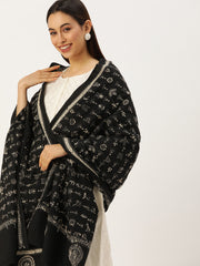 Black Worli Kantha Cotton Dupatta