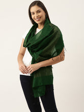 Load image into Gallery viewer, Stylish Green Handloom Cotton Bengal Jamdani Stole