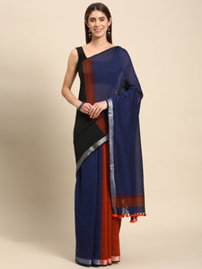 Colour block Handloom Cotton Saree