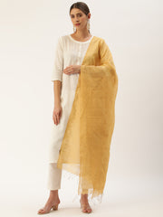 Handloom Beige & Gold Silk Cotton Sequins Dupatta- NEW!