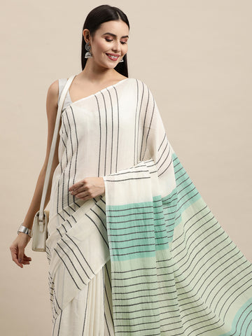 Handwoven Cotton Saree with pompoms