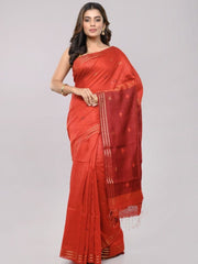 Red Maroon  Jamdani Matka Silk Saree