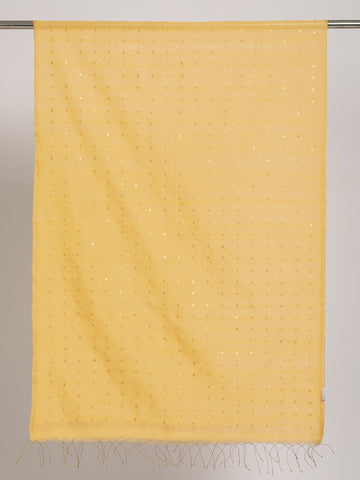 Handloom Beige & Gold Sequins Silk Cotton  Dupatta- NEW!