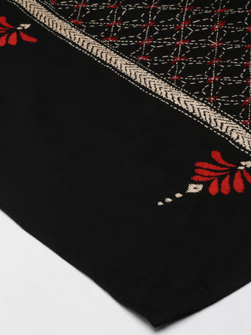 Black  Kantha Cotton Dupatta