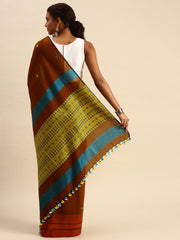 Brown Yellow Assamese Cotton Saree