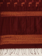 Stylish Maroon Orange Woven Shibori Silk Dupatta