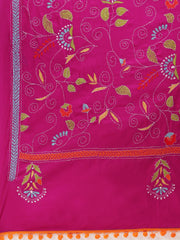 Magenta Kantha work  Cotton Dupatta