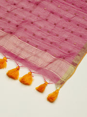 Handcrafted Magenta & Gold Silk Cotton Dupatta