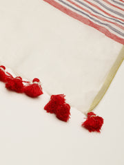 Cream & Red,Black Jamdani Cotton Handloom Dupatta