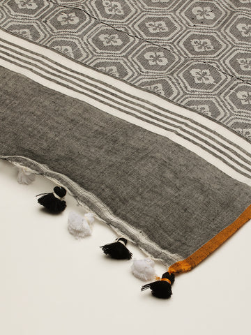 Grey White Toned Assamese Cotton Dupatta