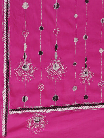 Pink Feathery Kantha Cotton Dupatta