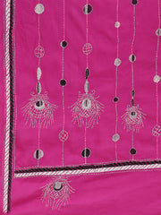 Pink Feathery Kantha work Stitch Cotton Dupatta