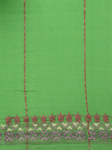 Parrot Green Khesh Kantha Cotton Saree