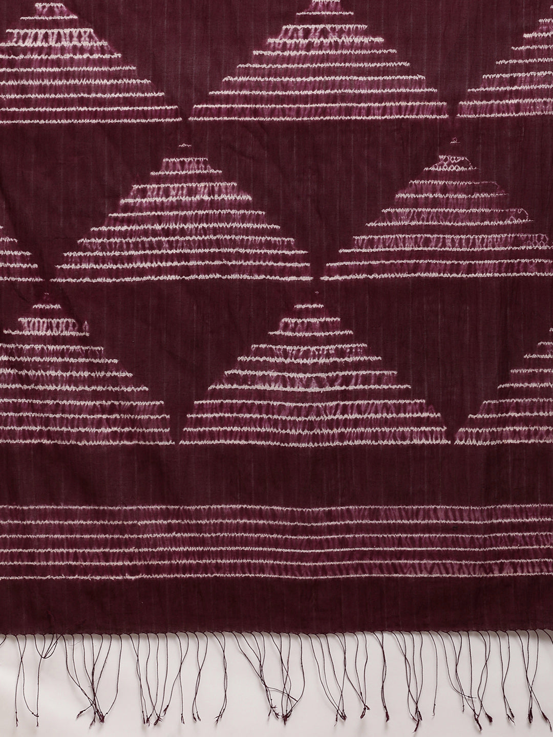 New! Burgundy Handcrafted Woven  Shibori Cotton Saree
