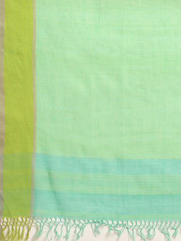 Sea Green Cotton Saree with blouse piece