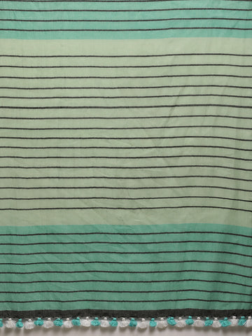 Handwoven Cotton Saree with pompoms